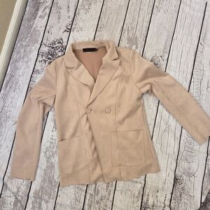 MONARC Charli Faux Suede Oversized Blazer - Tan / Camel - Size XS